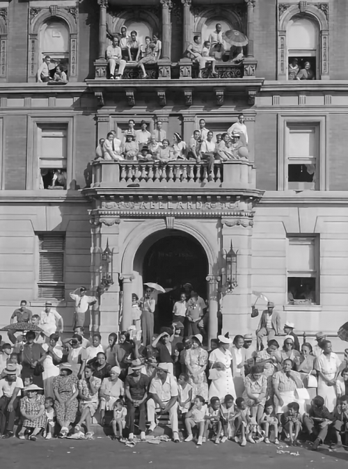 Spectators watching parade 